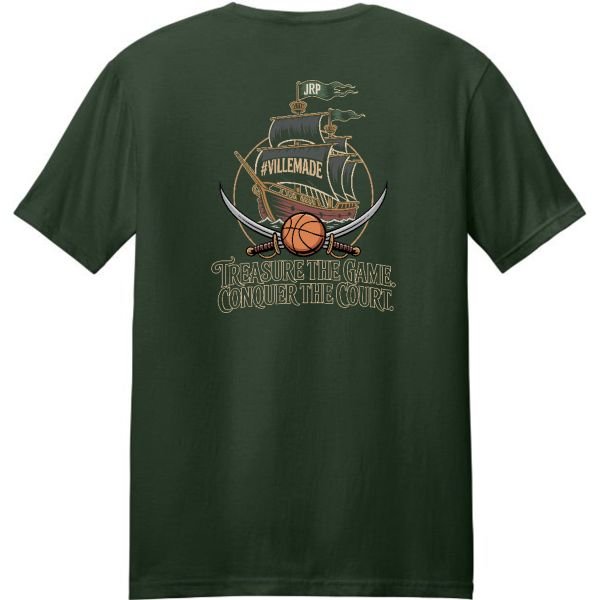 Jr. Pirates Treasure the Game youth basketball t-shirt forest green